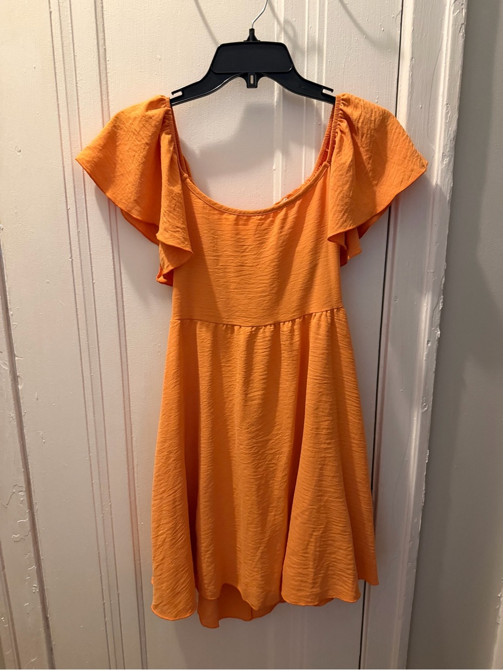 Be Your Mind Orange Flutter Sleeve Tie Back Mini Dress M